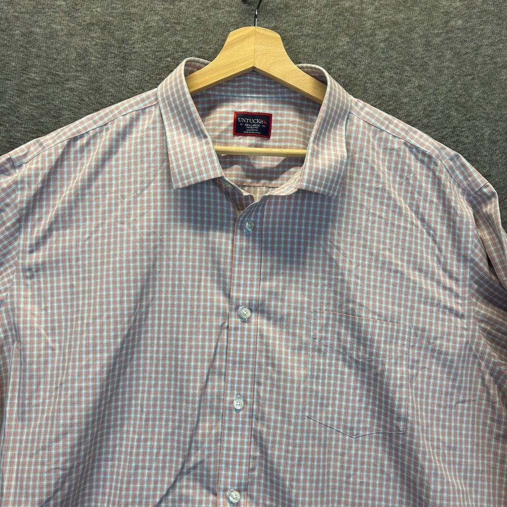 UNTUCKit Lavaux WF Mens XXXL Blue Orange Check Wrinkle Free Button Down Shirt